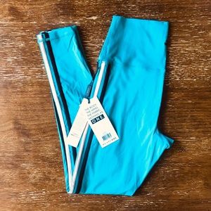 NWT Glyder Incline leggings - Teal w/ Racing Stripes - Size Small (fits Medium)